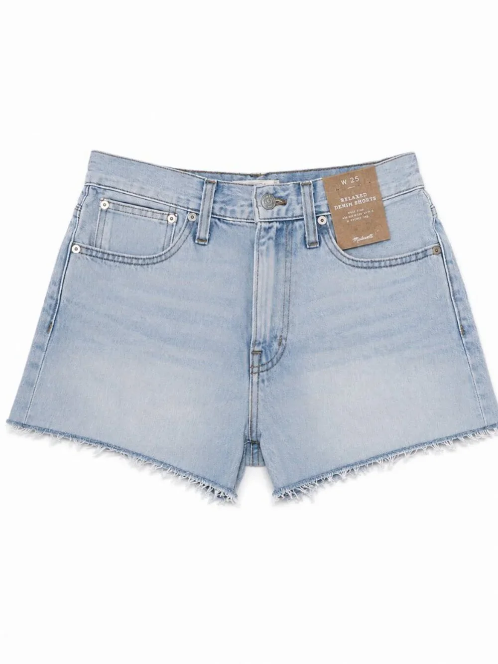 NWT Madewell Relaxed Denim Shorts 25 Light Wash Mid Rise Raw Hem